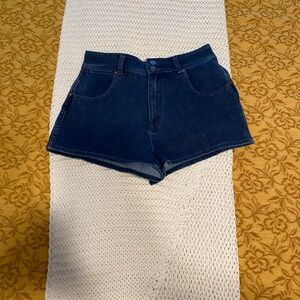 Wrangler for Urban Outfitters Blue High-Waisted Star Jean Shorts